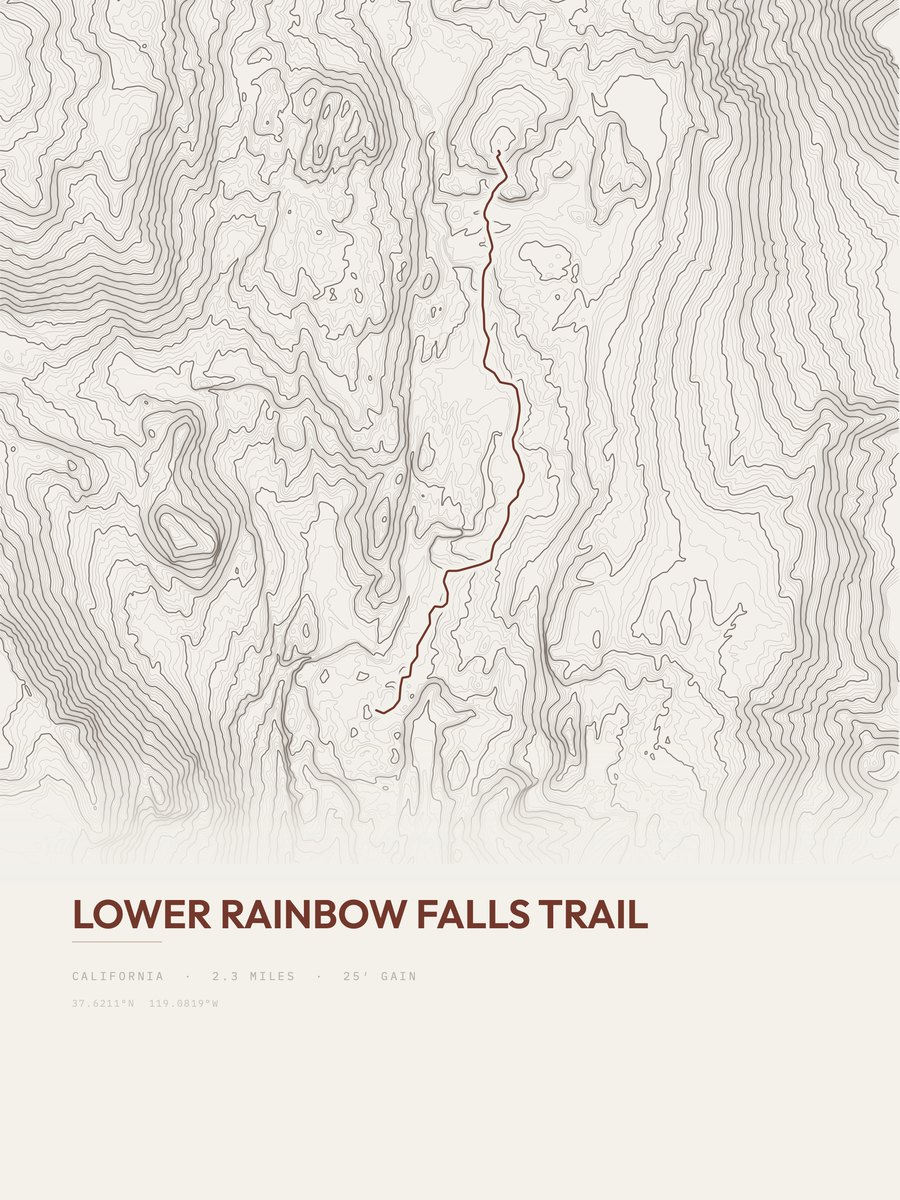 Lower Rainbow Falls Trail Topographic print