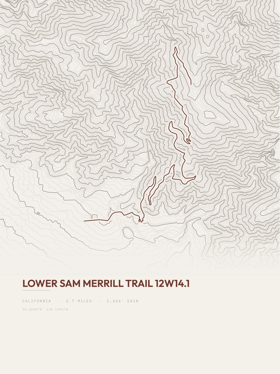 Lower Sam Merrill Trail topographic trail print