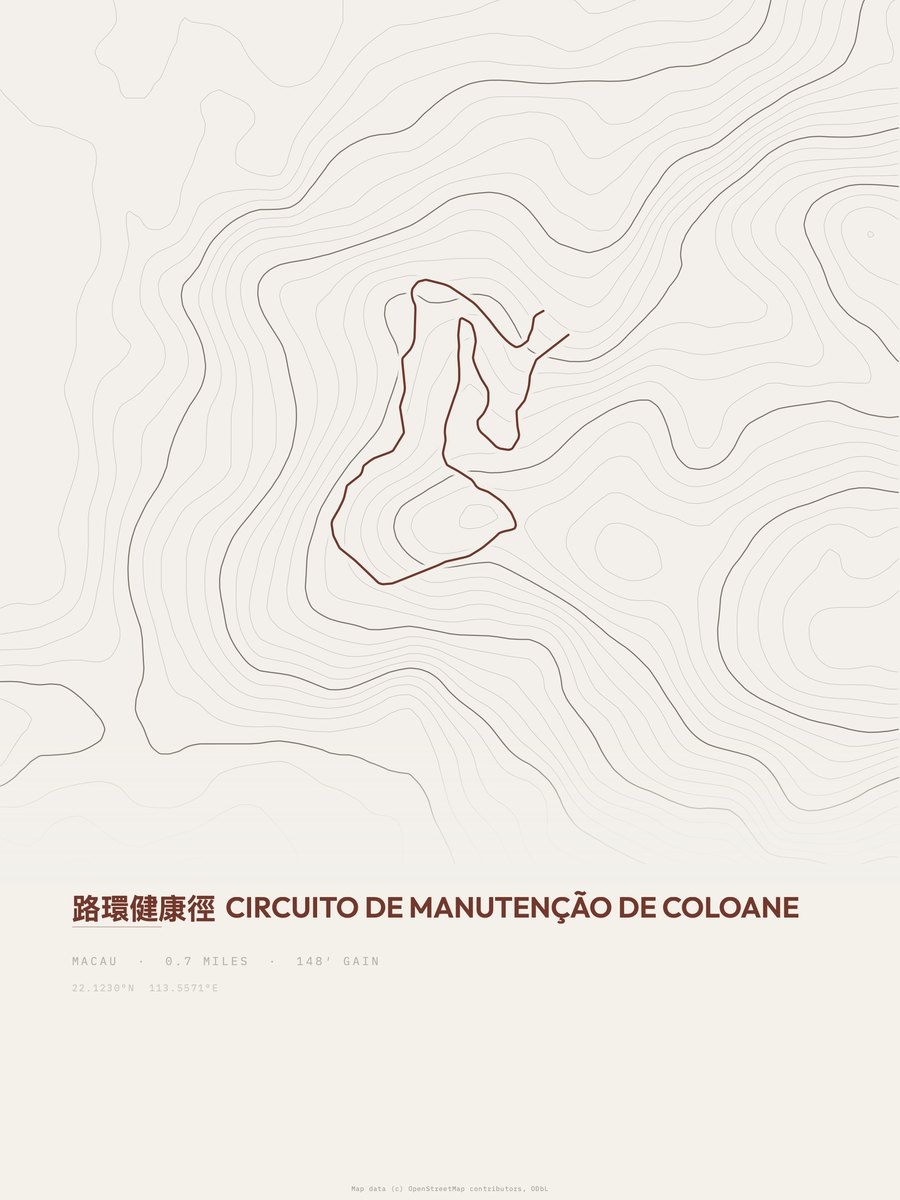 Coloane topographic trail print