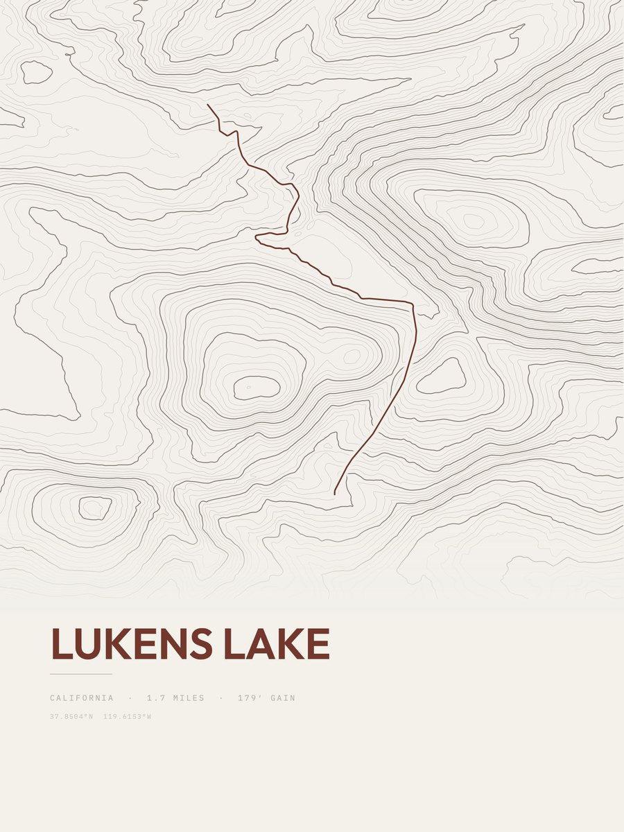 Lukens Lake topographic trail print