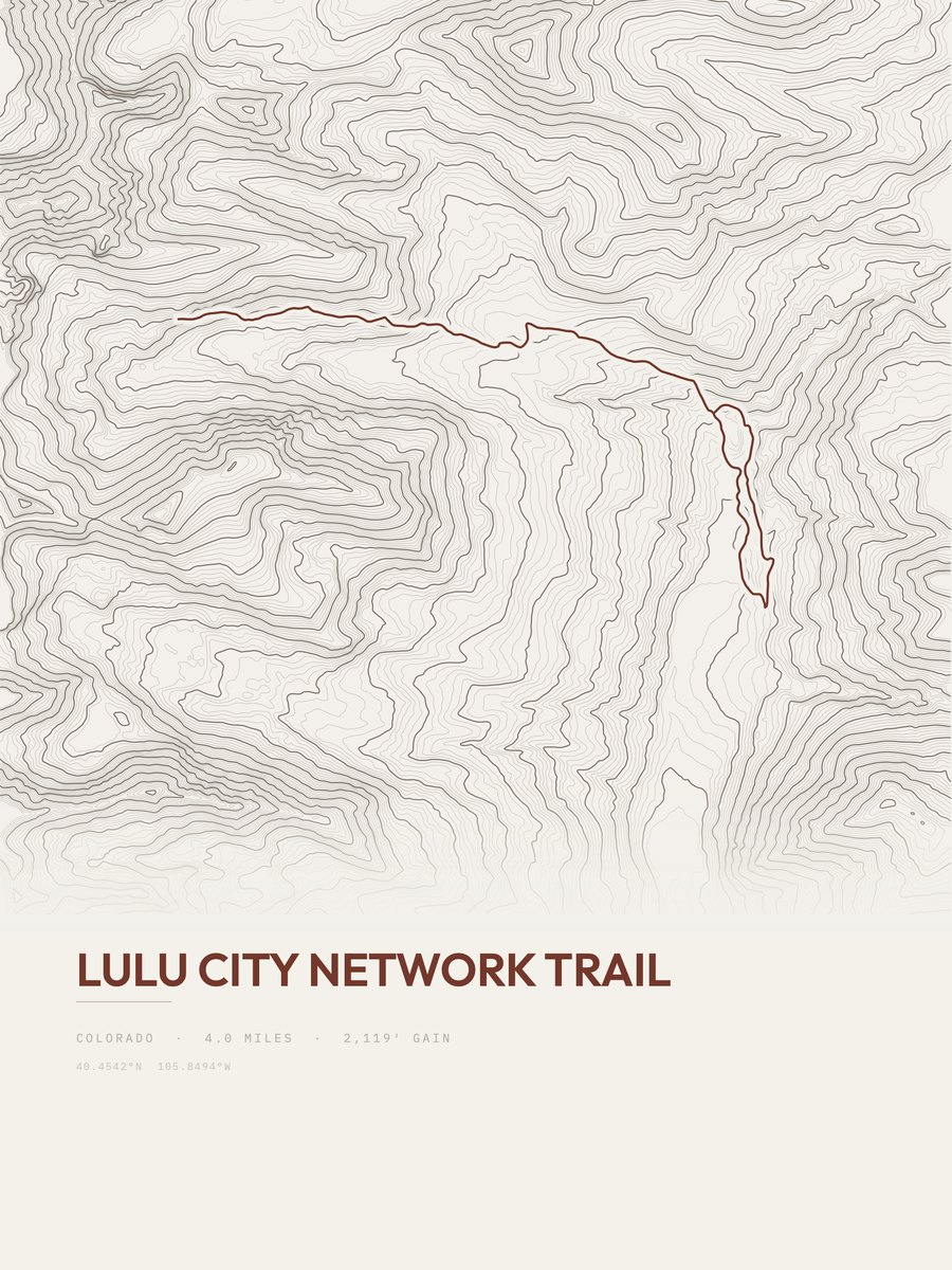 Lulu City Network Trail Topographic print