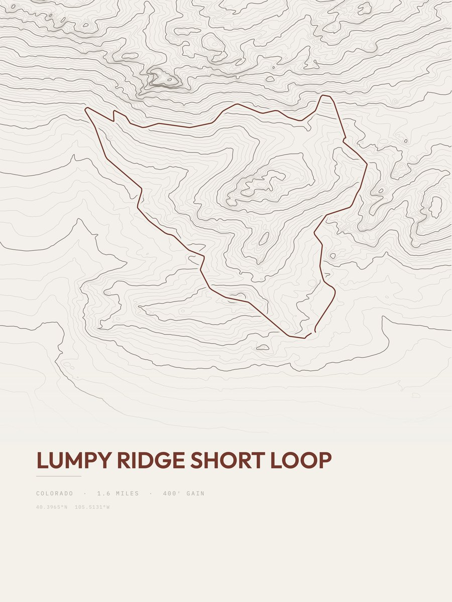 Lumpy Ridge Short Loop topographic trail print