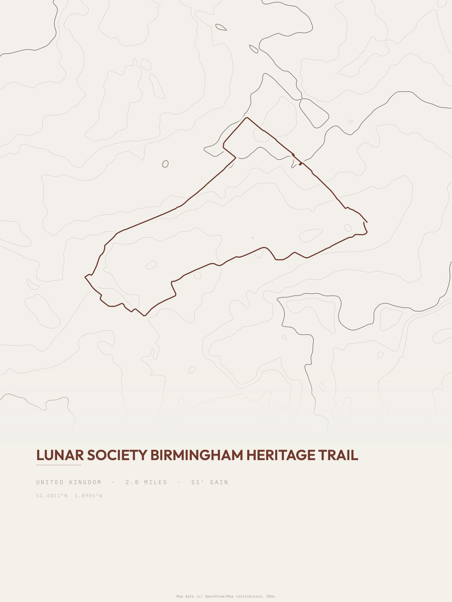 Lunar Society Heritage Trail topographic trail print