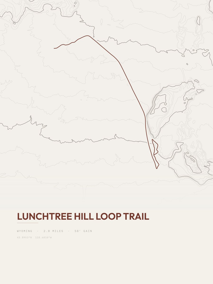 Lunchtree Hill Loop Trail topographic trail print