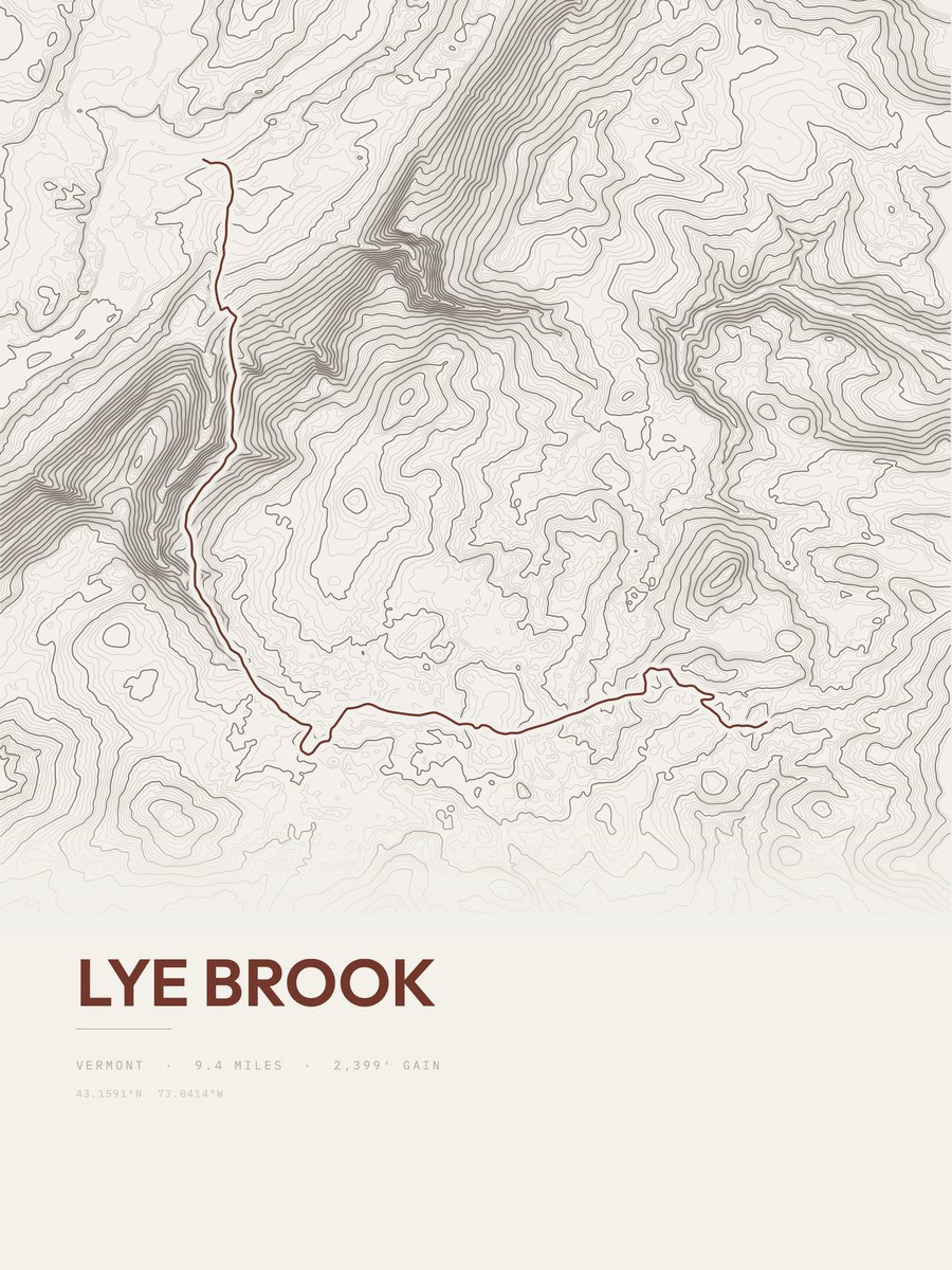 Lye Brook Topographic print