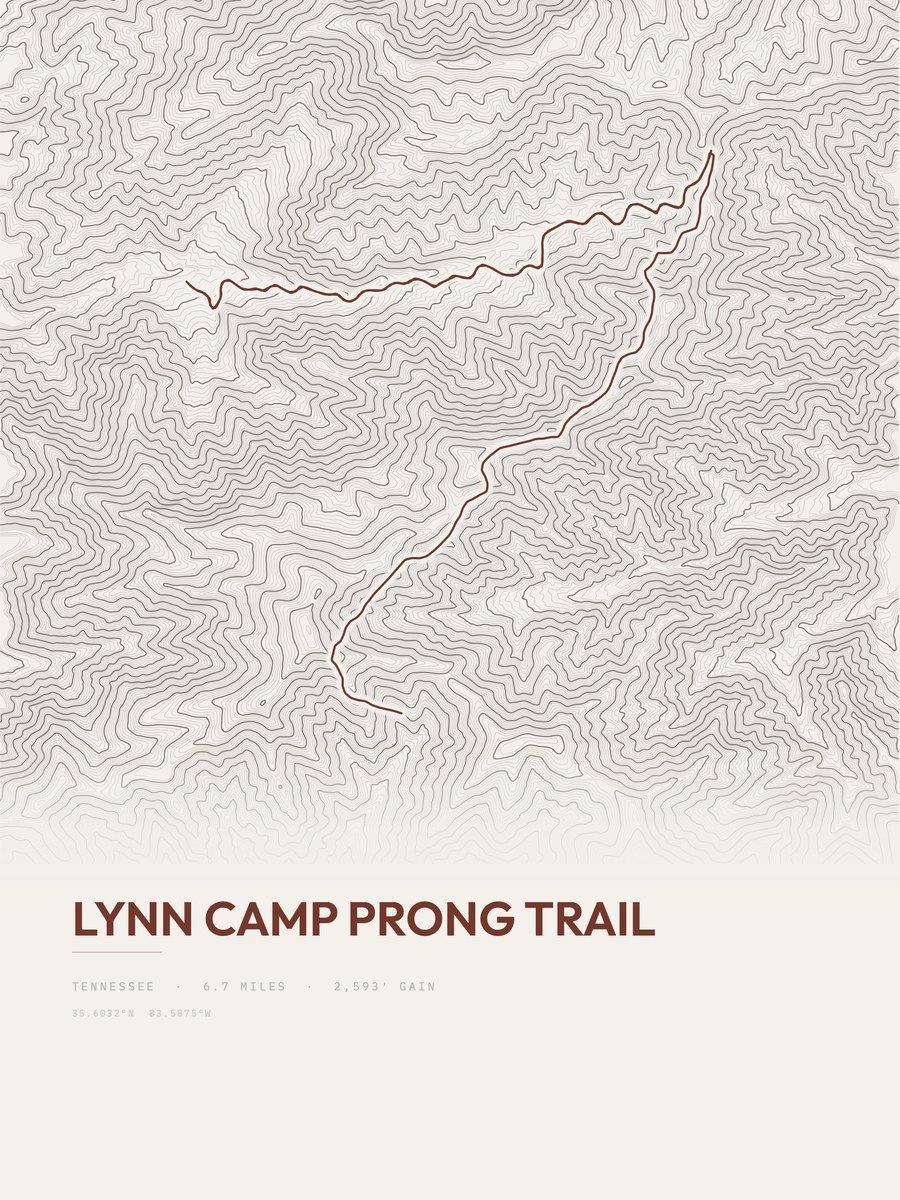 Lynn Camp Prong Trail Topographic print