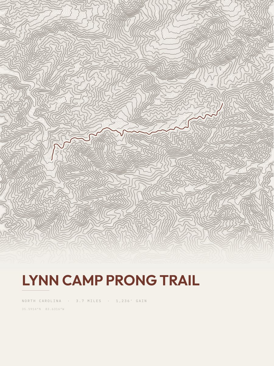 Lynn Camp Prong Trail Topographic print