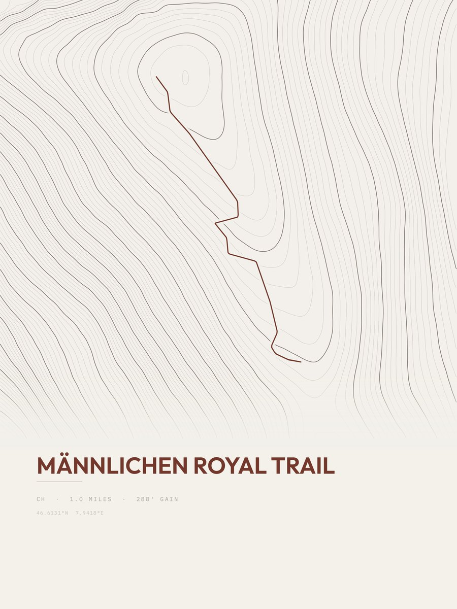 Männlichen Royal Trail topographic trail print