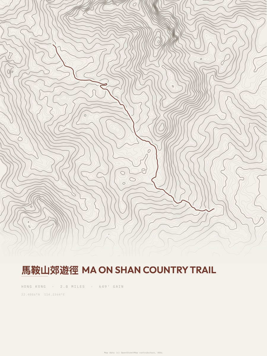 Ma On Shan Country Trail Topographic print