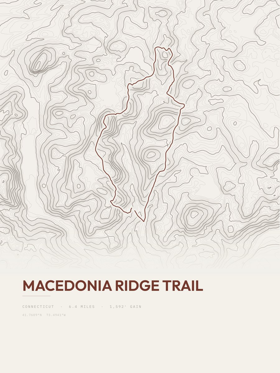 Macedonia Ridge Trail topographic trail print