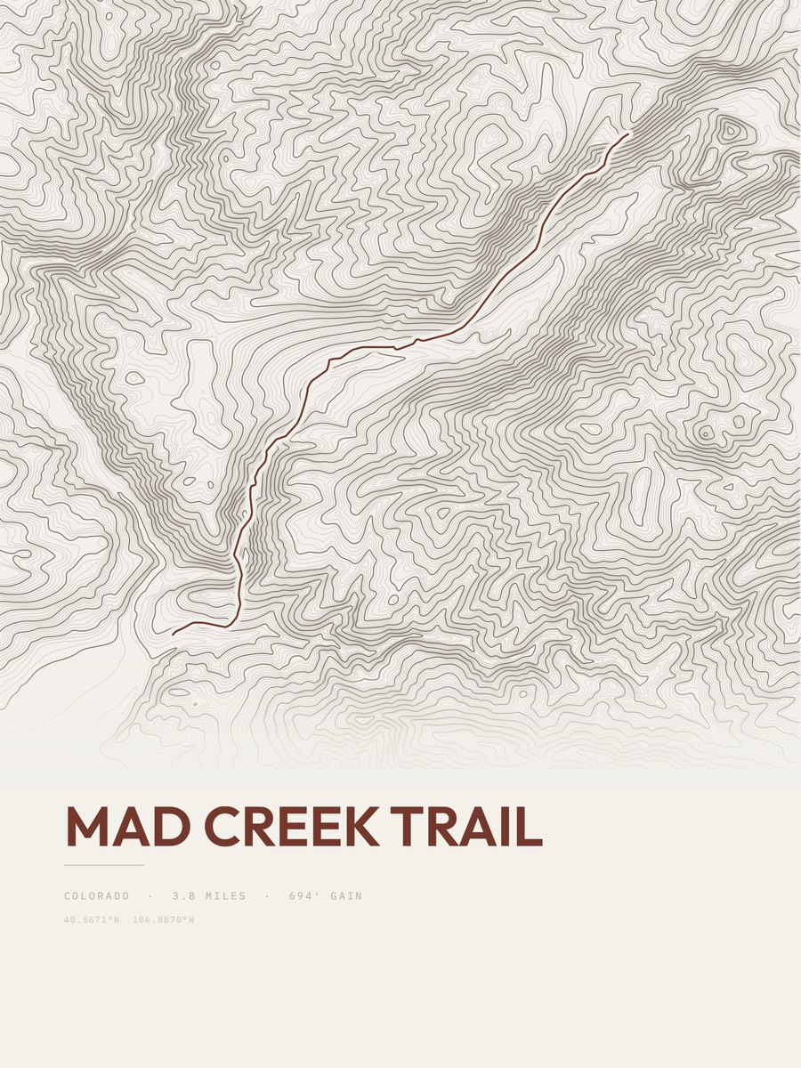 Mad Creek Trail Topographic print
