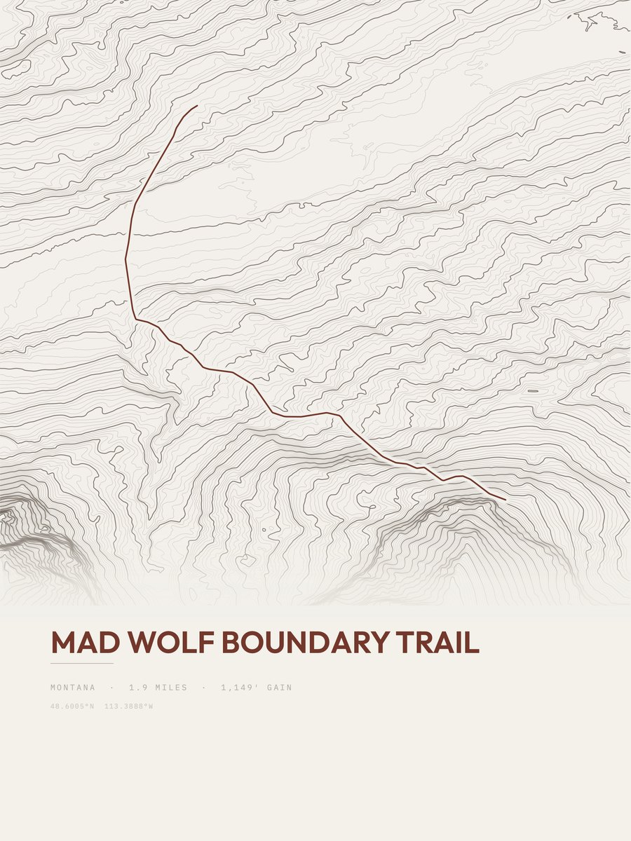 Mad Wolf Boundary Trail Topographic print