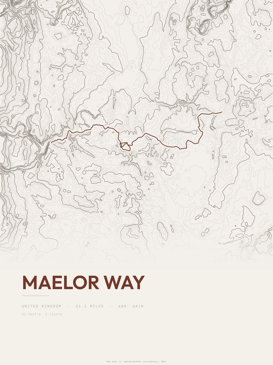 Maelor Way Topographic print