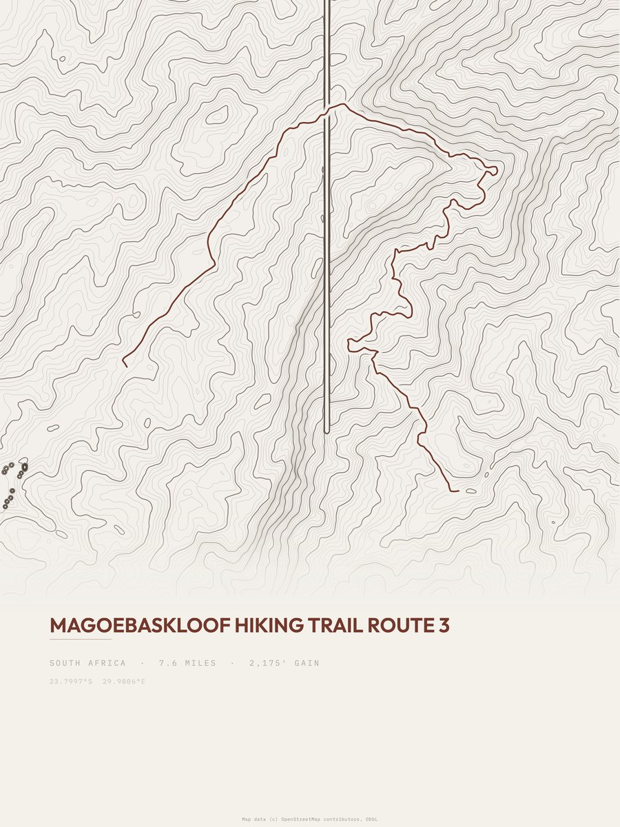 Magoebaskloof Hiking Trail topographic trail print