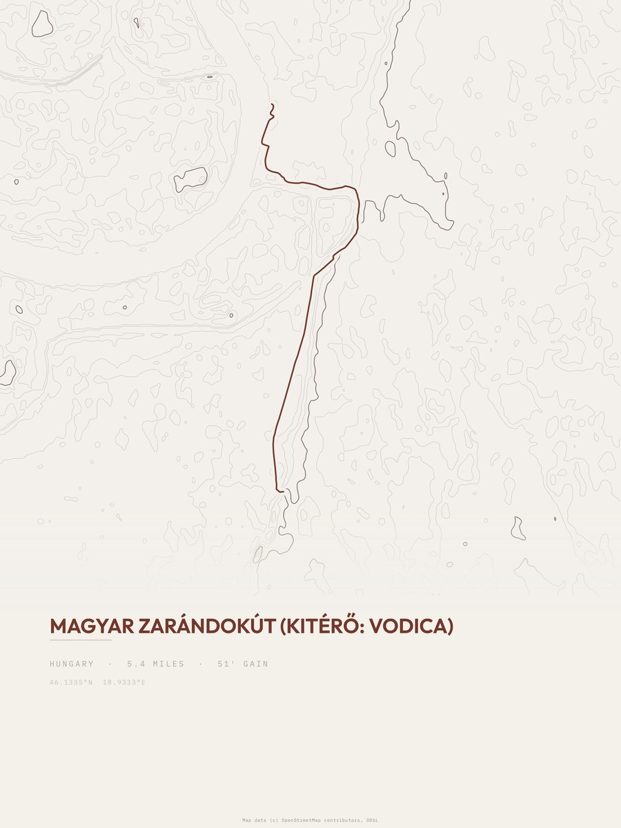 Magyar Zarándokút topographic trail print