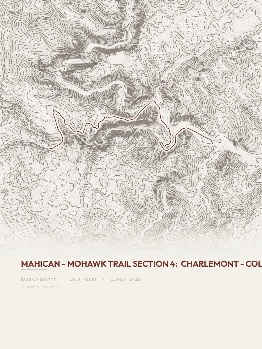 Mahican-Mohawk Trail topographic trail print