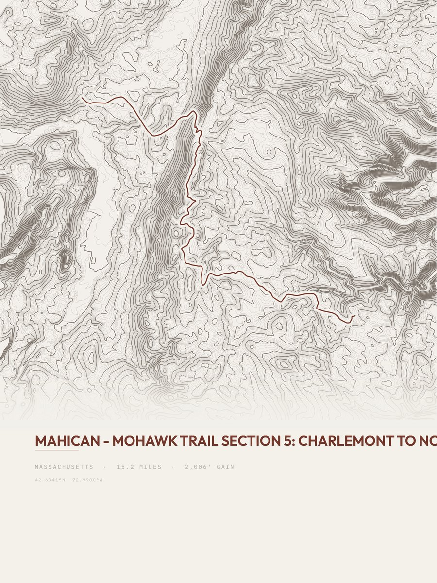 Mahican-Mohawk Trail topographic trail print