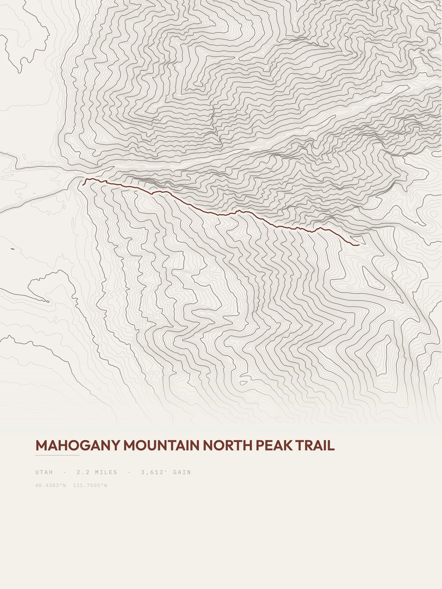 Mahogany Mountain North Peak Topographic print