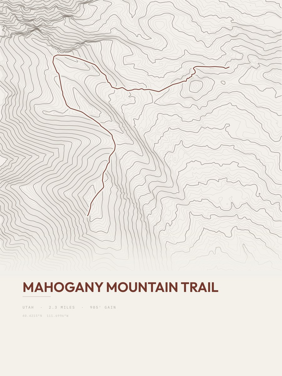 Mahogany Mountain Trail Topographic print
