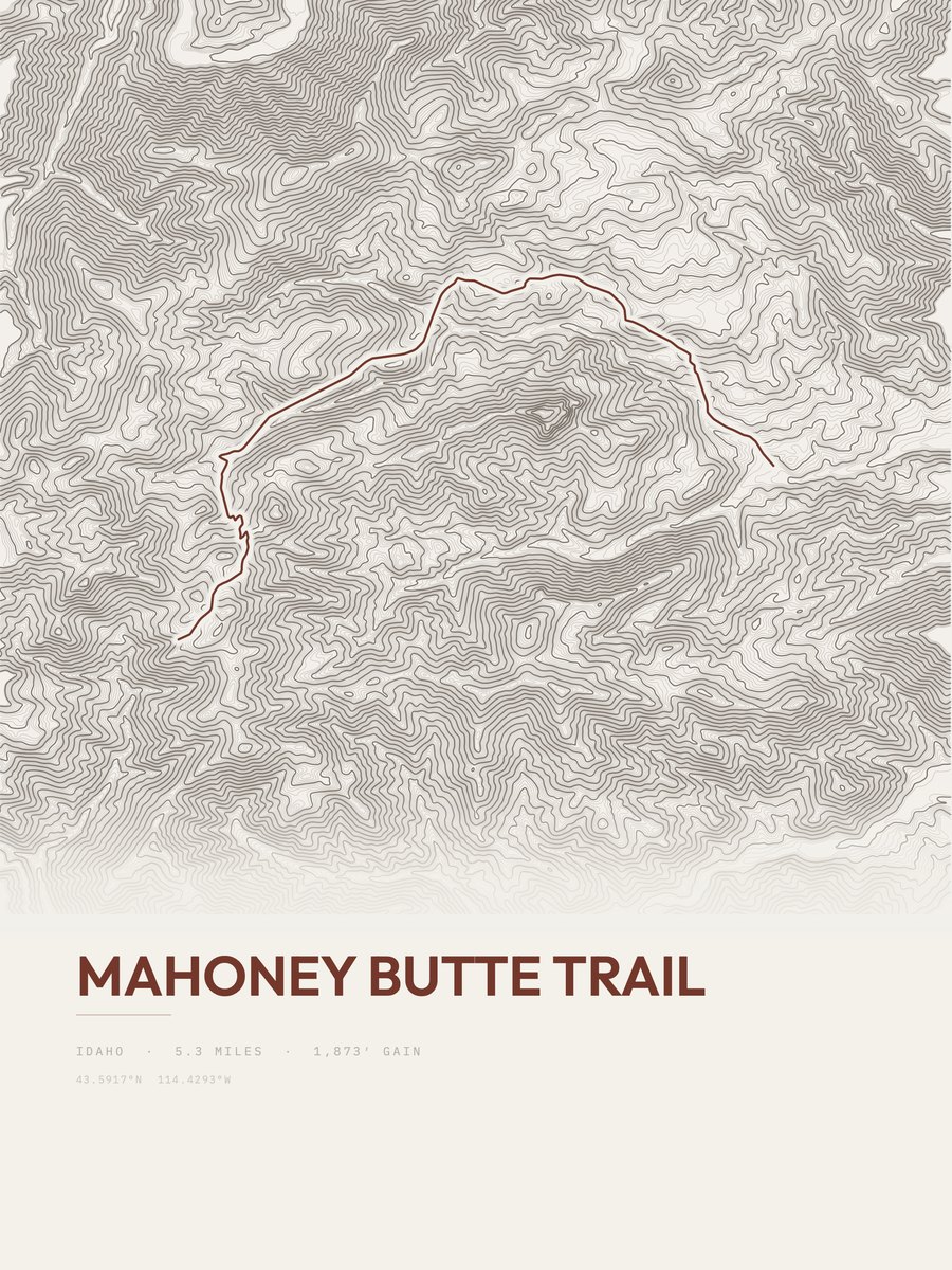 Mahoney Butte Trail Topographic print