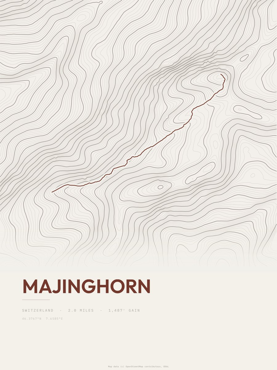 Majinghorn topographic trail print