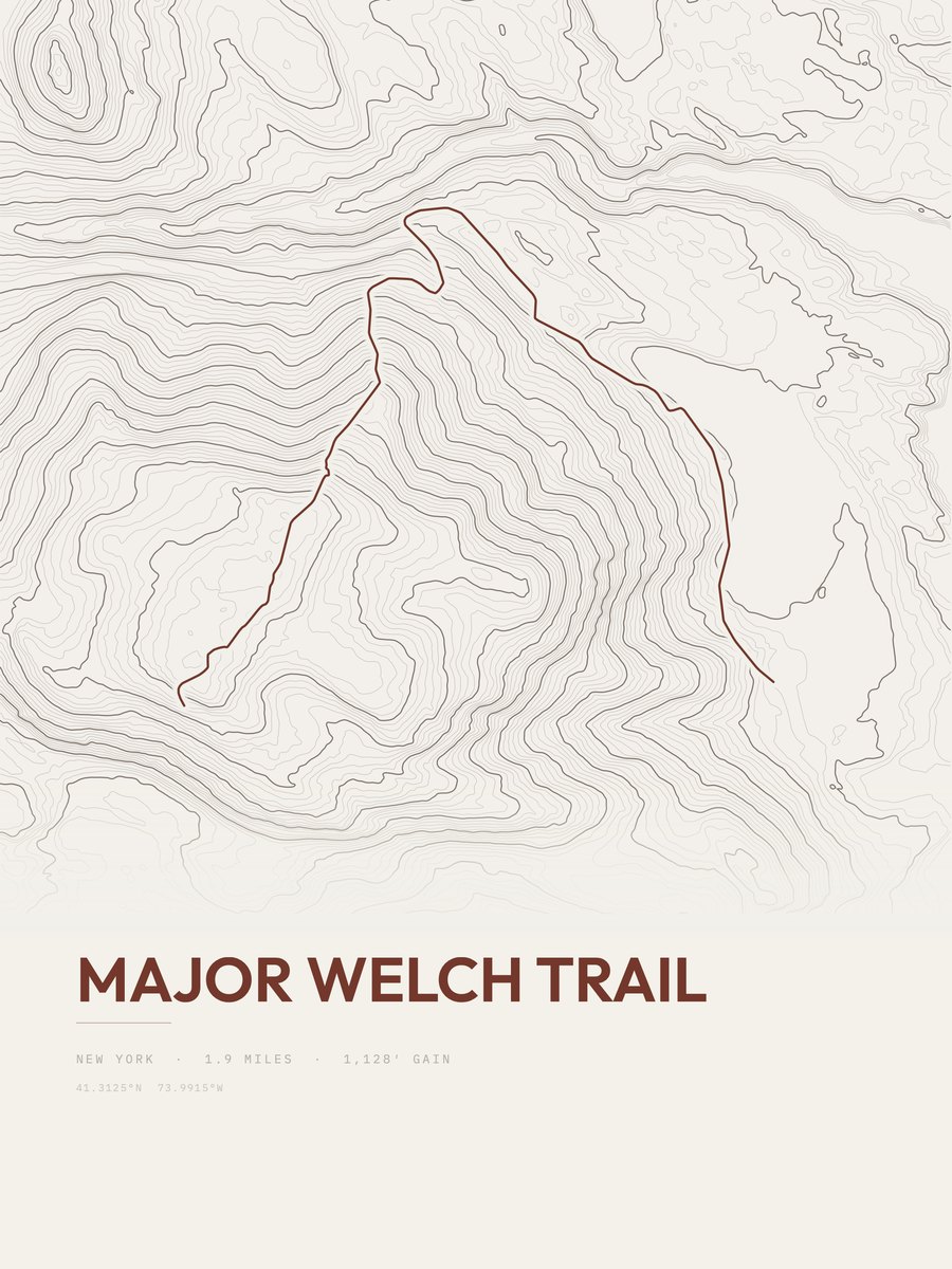 Major Welch Trail topographic trail print