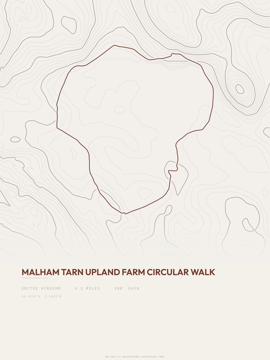 Malham Tarn topographic trail print