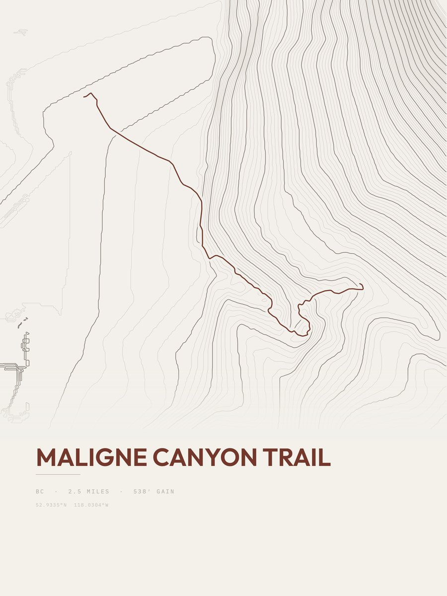 Maligne Canyon Trail topographic trail print