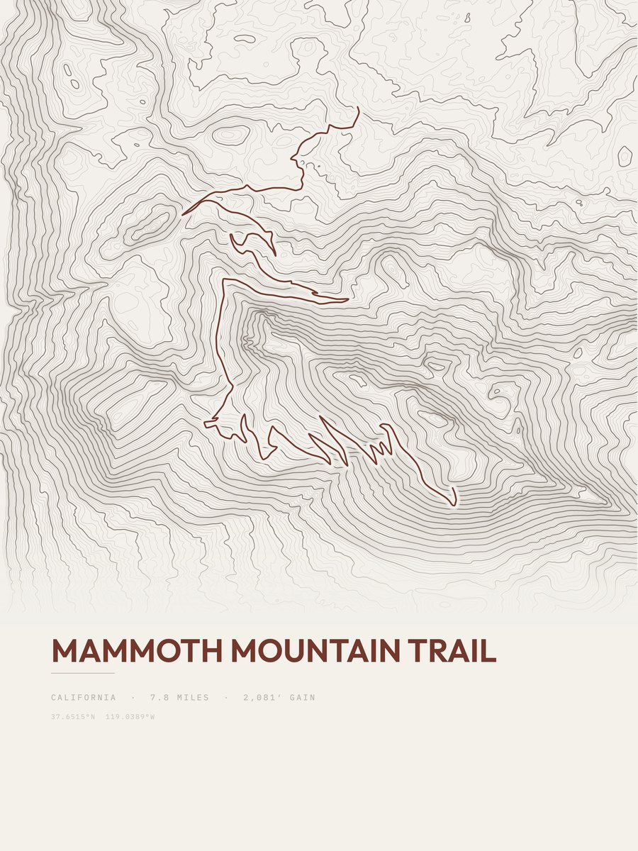 Mammoth Mountain Trail Topographic print
