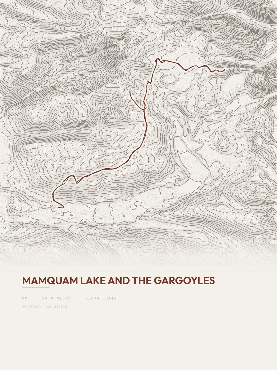 Mamquam Lake and the Gargoyles topographic trail print