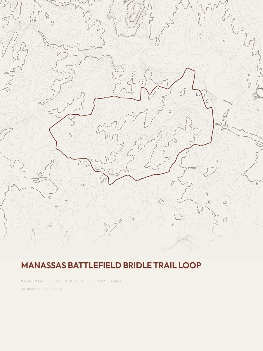 Manassas Battlefield Bridle Loop Topographic print
