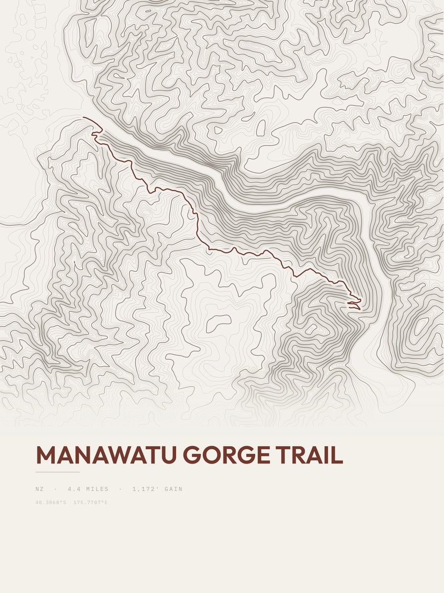Manawatu Gorge Trail topographic trail print