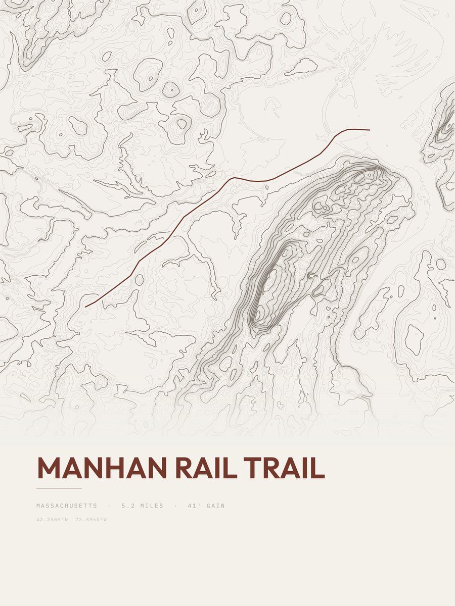 Manhan Rail Trail topographic trail print