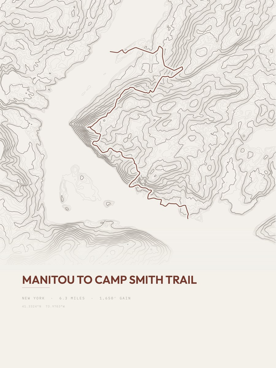 Manitou to Camp Smith Trail topographic trail print
