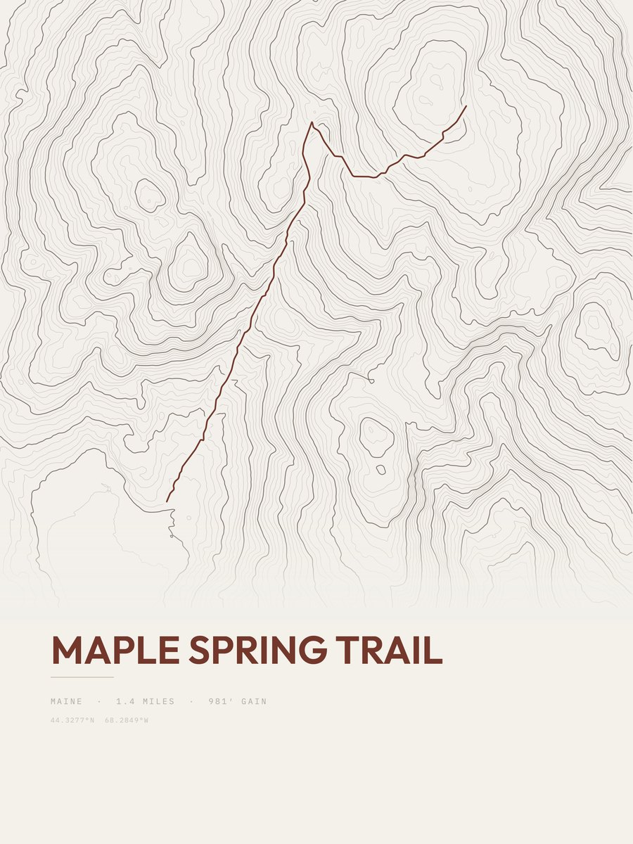 Maple Spring Trail Topographic print