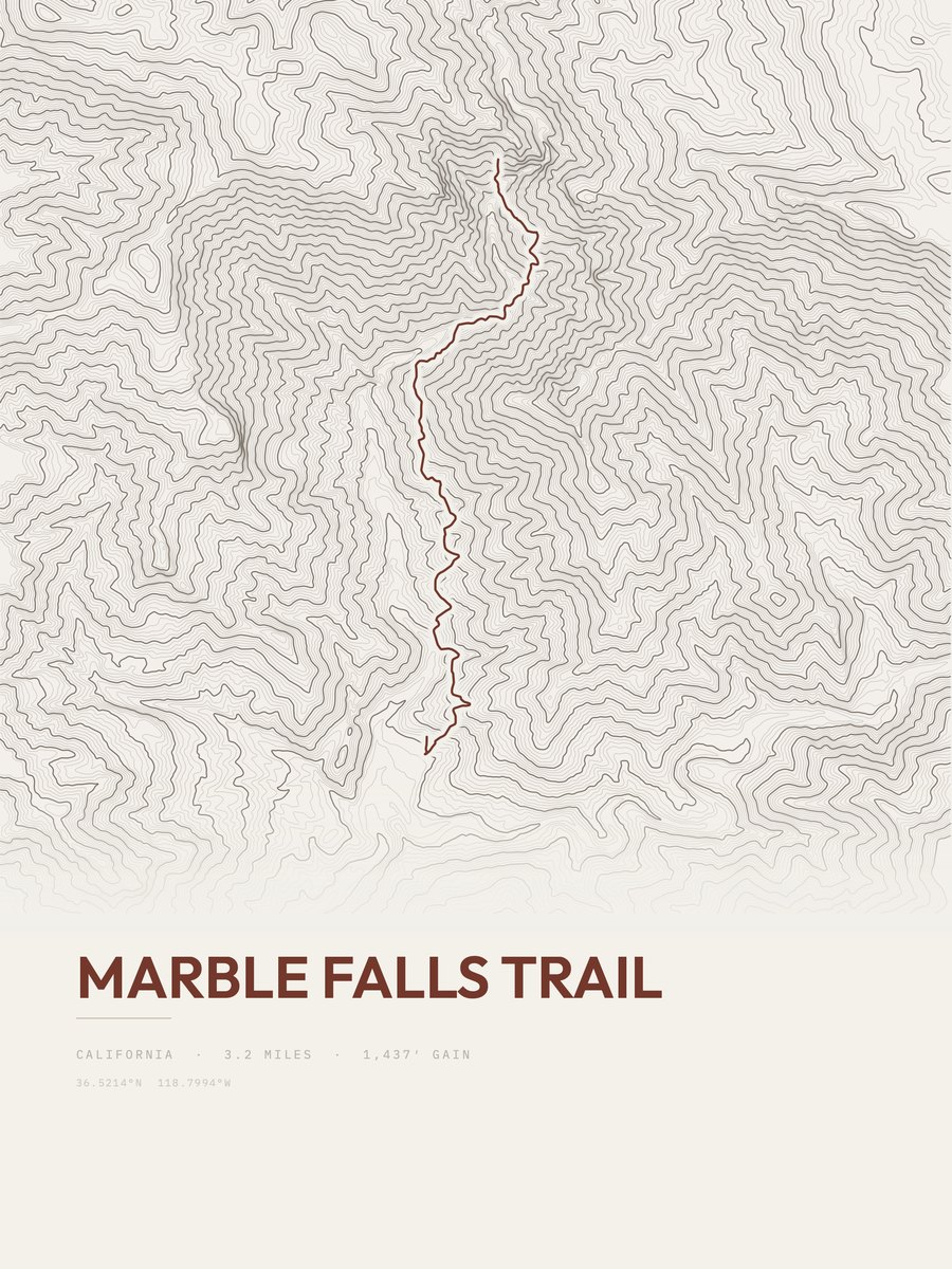 Marble Falls Trail Topographic print