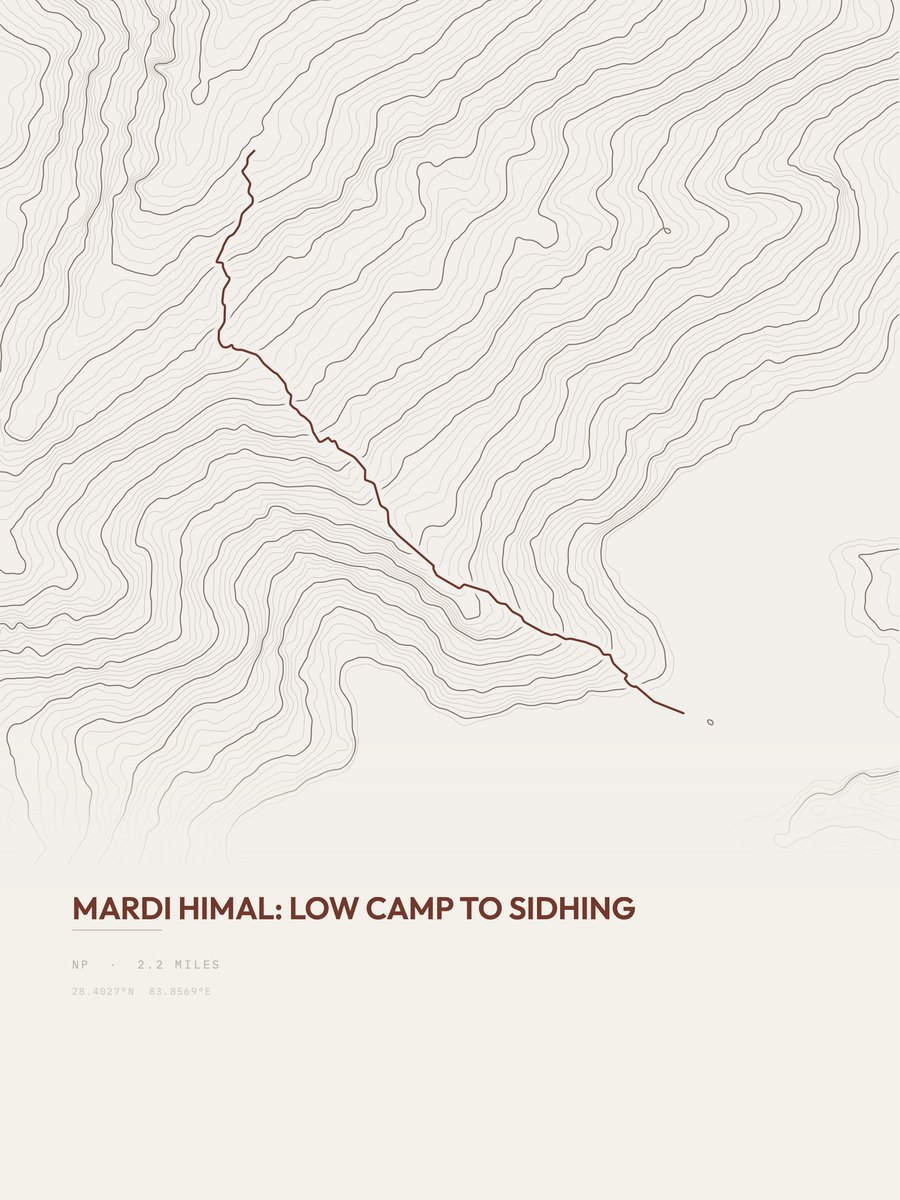 Mardi Himal topographic trail print