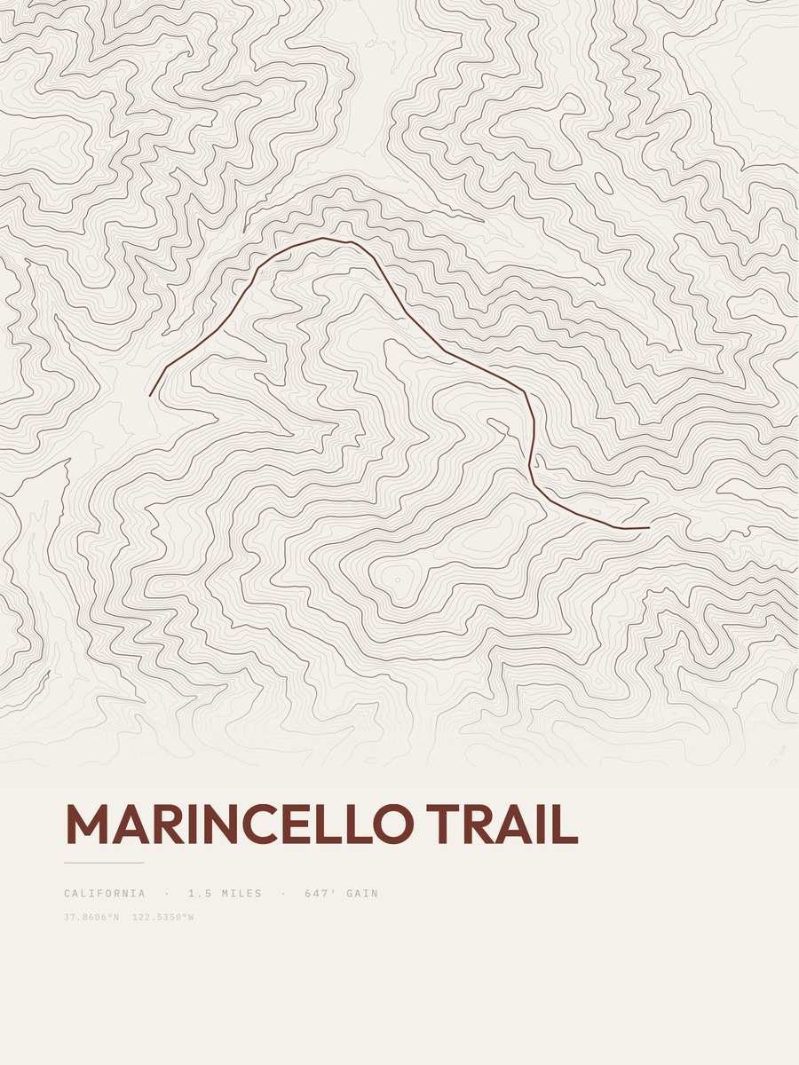 Marincello Trail Topographic print