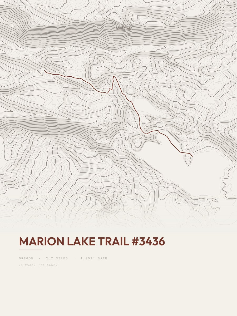 Marion Lake Trail Topographic print
