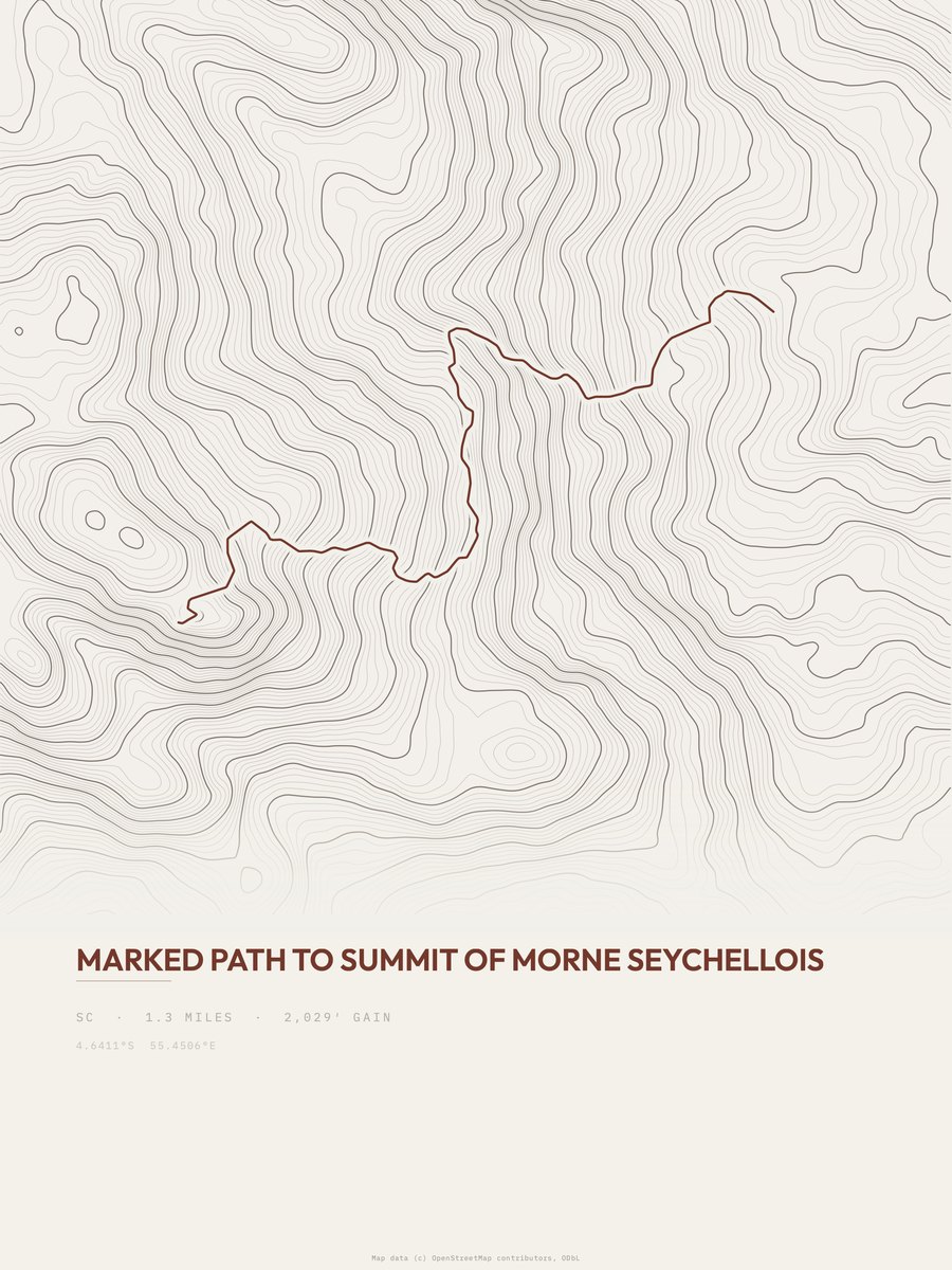 Morne Seychellois Topographic print