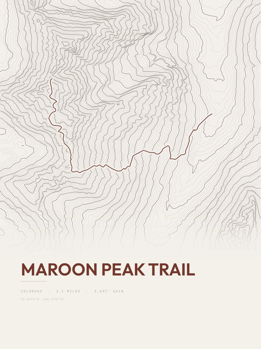 Maroon Peak Trail Topographic print
