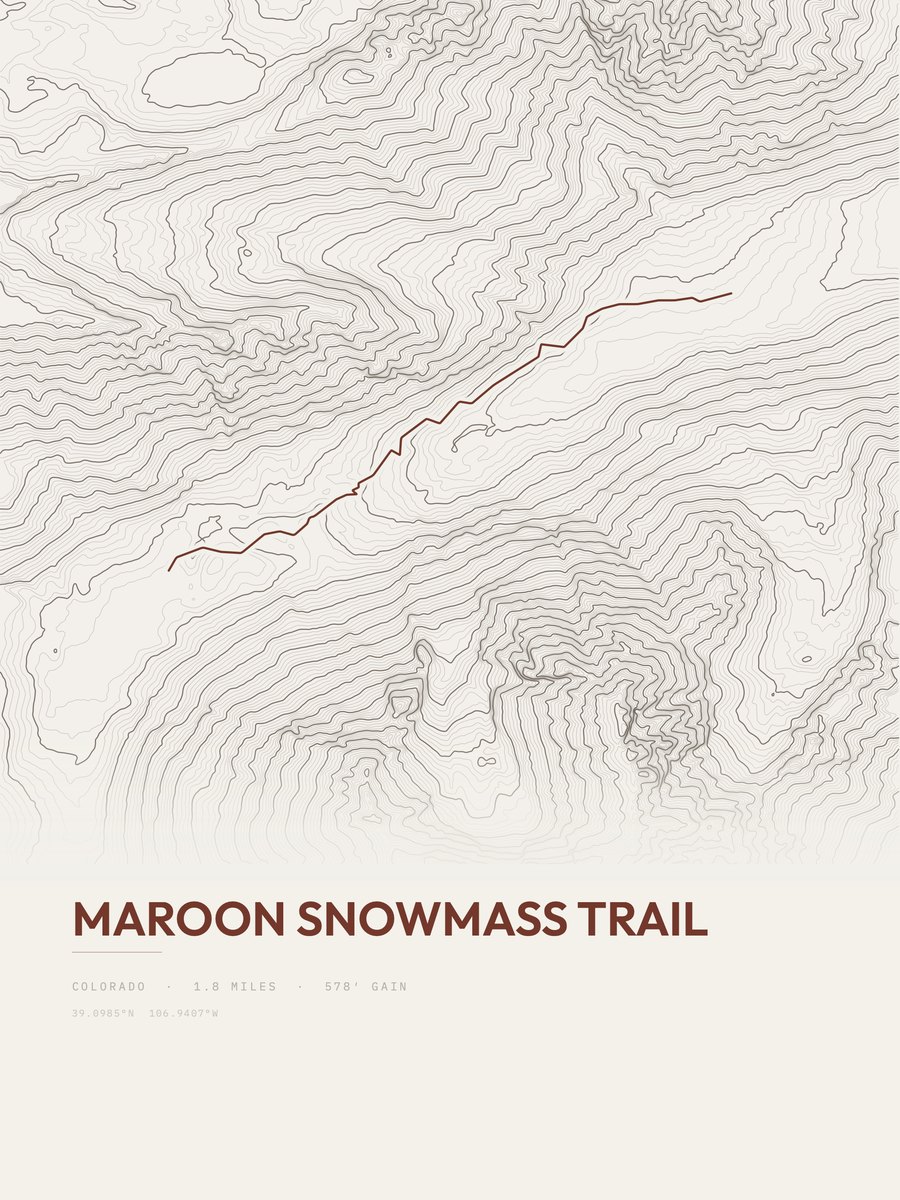 Maroon Snowmass Trail Topographic print