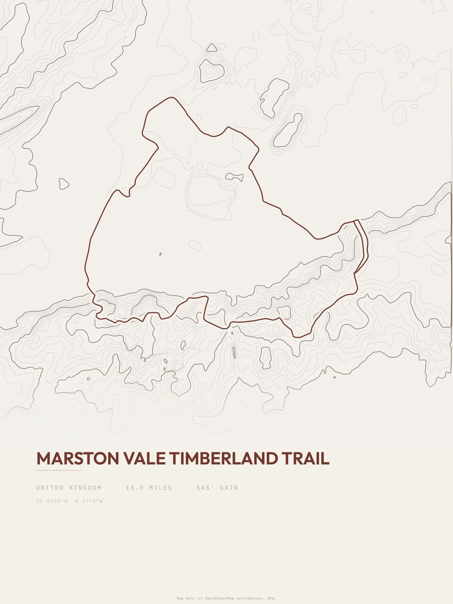 Marston Vale Timberland Trail Topographic print