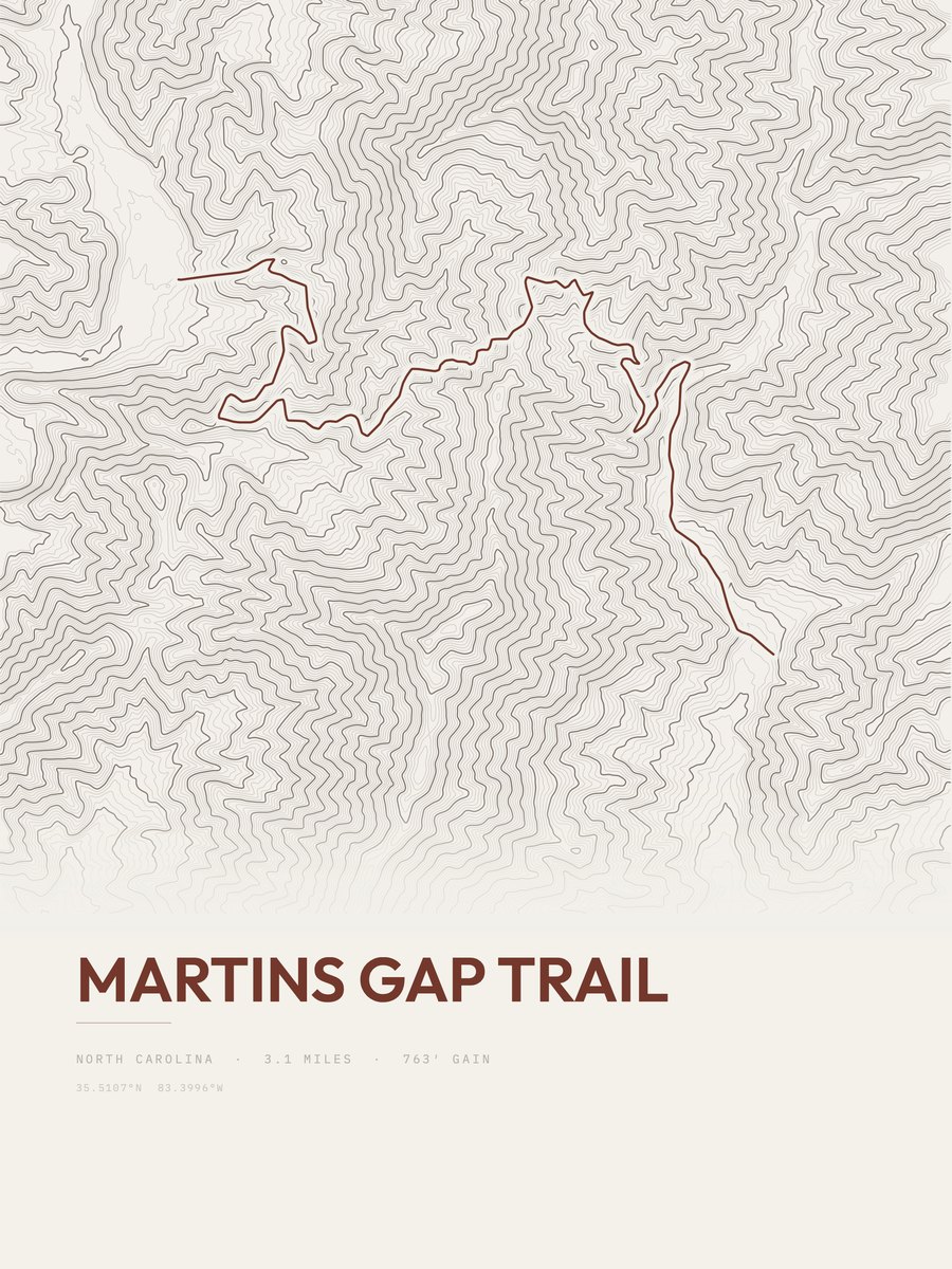Martins Gap Trail topographic trail print