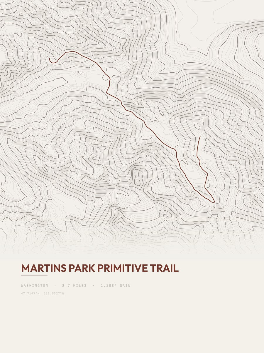 Martins Park Primitive Trail Topographic print