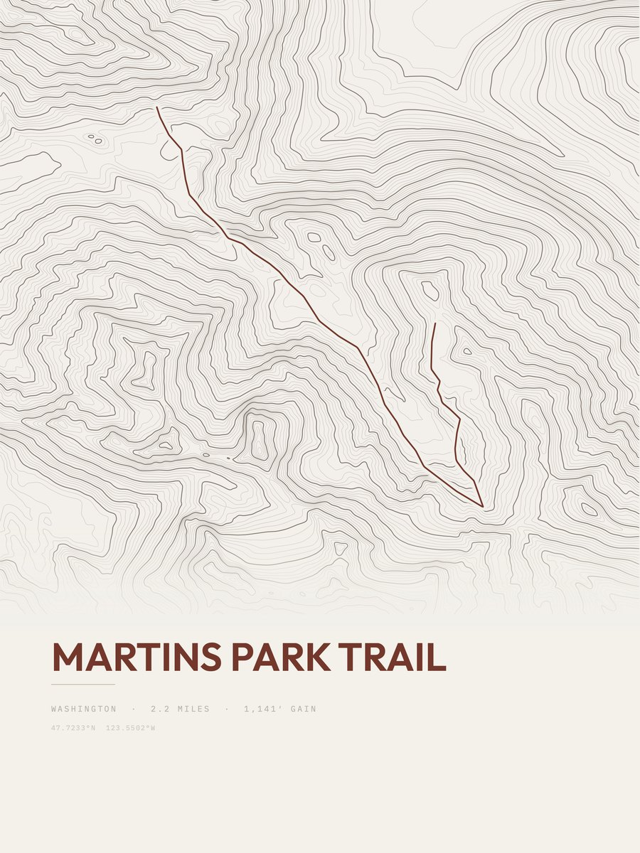 Martins Park Trail Topographic print