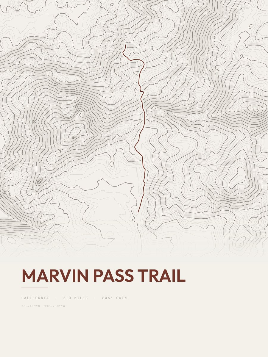 Marvin Pass Trail Topographic print