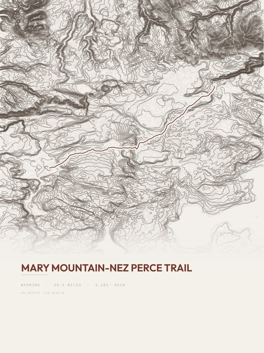 Mary Mountain-Nez Perce Trail topographic trail print