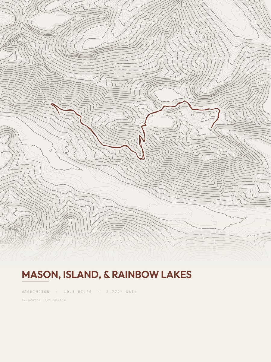 Mason, Island, & Rainbow Lakes Topographic print