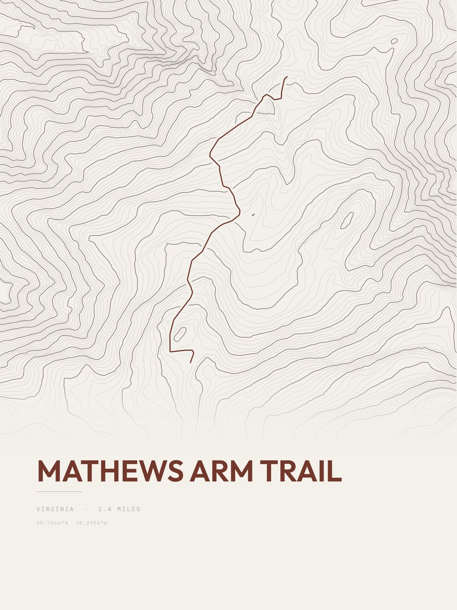 Mathews Arm Trail topographic trail print
